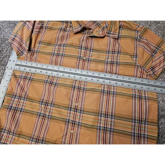 The North Face Mens Button Up Shirt Orange Plaid Short sleeve Large Collared - Picture 3 of 5